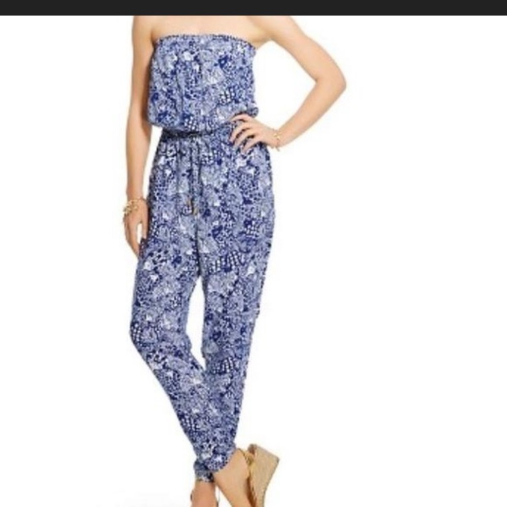 Lilly Pulitzer for target upstream fish jumpsuit romper size m in GUC navy blue